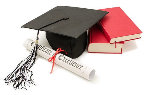 Graduation Mortar Board, Books, and diploma