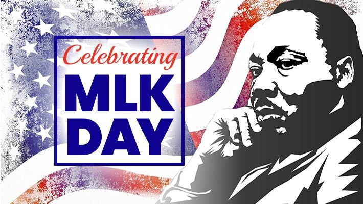 Celebrating MLK Day. A silhouette of Dr. Martin Luther King, Jr.